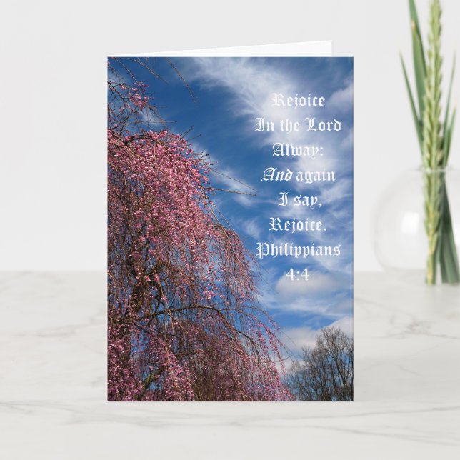 Cartão De Agradecimento April Sky com Philippians 4:4 (Frente)