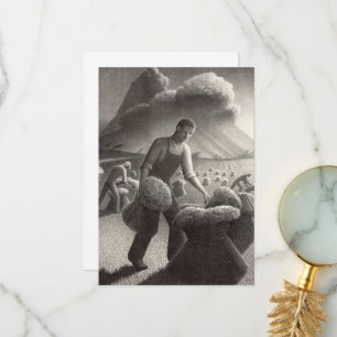 Cartão De Agradecimento Aproximando-se de Tempestade por Grant Wood