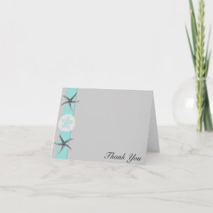Cartão De Agradecimento Aqua and Grey Starfish Wedding Thank You