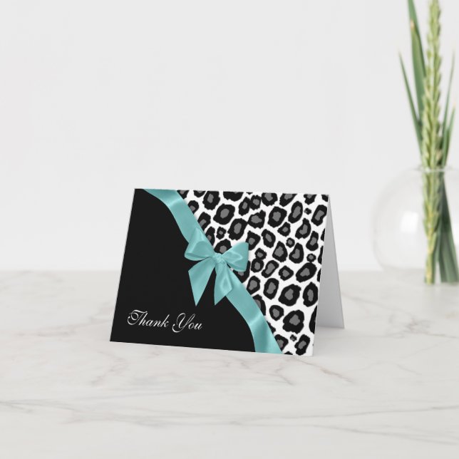 Cartão De Agradecimento Aqua Arco e manchas-leopardo Obrigado (Frente)