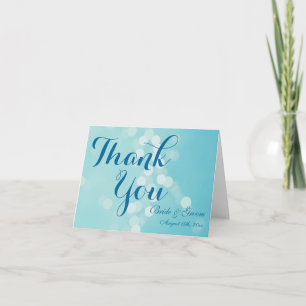 Cartão De Agradecimento Aqua Blue Personalized Wedding Thank You Cards