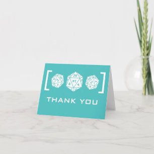 Cartão De Agradecimento Aqua D20 Dice Gamer Wedding Thank You Card