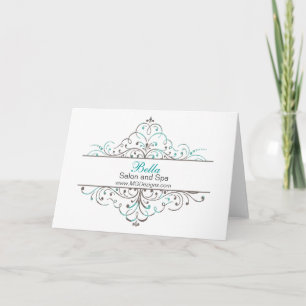 Cartão De Agradecimento Aqua Flourish Personali Business Stationery