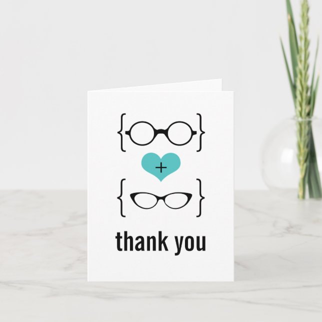 Cartão De Agradecimento Aqua Geeky Glasses Thank You Card (Frente)