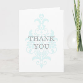 Cartão de Agradecimento Aqua Subtle Damask