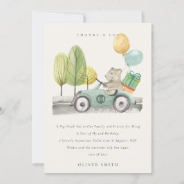 Cartão De Agradecimento Aqua verde-branca qualquer Ursinho de Festa de ani