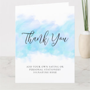 Cartão De Agradecimento Aquamarine Elegante Moderno Dobrado Obrigado Cartõ