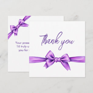 Cartão De Agradecimento Aquarela Arco Roxo Coquette Sweet 16 Aniversário