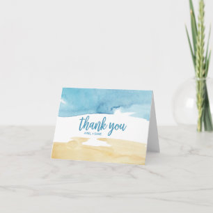 Cartão De Agradecimento Aquarela Areia e Mar Obrigada