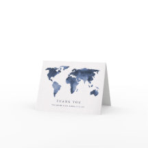 Aquarela Azul em Branco | Mapa Mundi Obrigado