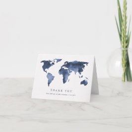Cartão De Agradecimento Aquarela Azul em Branco | Mapa Mundi Obrigado