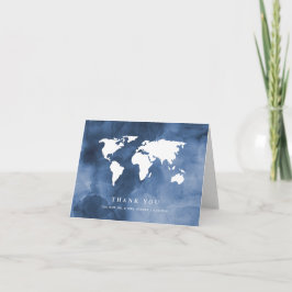 Cartão De Agradecimento Aquarela Azul | Mapa Mundi Obrigado