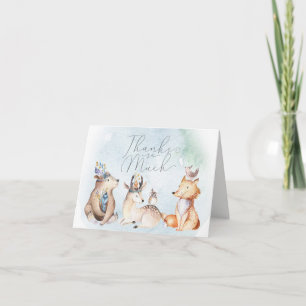 Cartão De Agradecimento Aquarela Boho Animais Chá de Bebê Obrigada