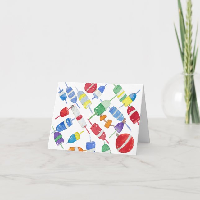 Cartão De Agradecimento Aquarela, boias de papel de carta (Frente)