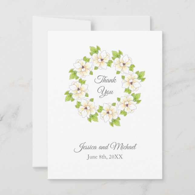 Cartão De Agradecimento Aquarela, Caneta e corante Magnolia (Frente)