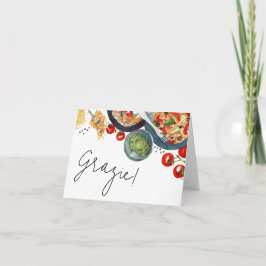 Cartão De Agradecimento Aquarela Comida Italiana Que é Amor!