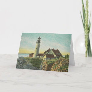 Cartão De Agradecimento Aquarela da Luz de Portland Head
