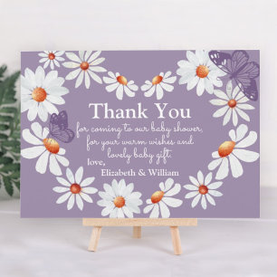 Cartão De Agradecimento Aquarela Daisy & Butterfly Chá de fraldas Obrigad