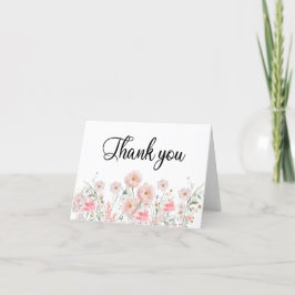 Cartão De Agradecimento Aquarela de Bordas Florais