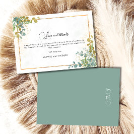Cartão De Agradecimento Aquarela de eucalipto verde e dourado