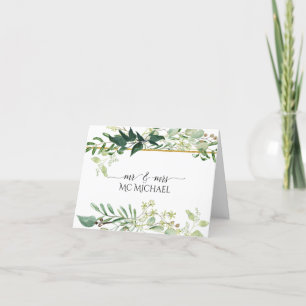 Cartão De Agradecimento Aquarela de Folhagem de Eucalipto Verde Casamento