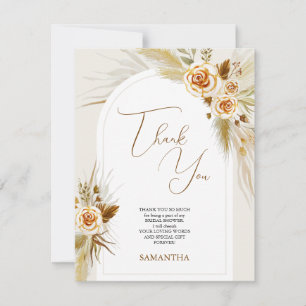 Cartão De Agradecimento Aquarela de grama das Pampas boho 