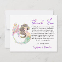 Cartão De Agradecimento Aquarela debaixo do mar, MERMAID Obrigado