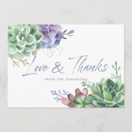 Cartão De Agradecimento Aquarela Desert Cactus Suculta Obrigado