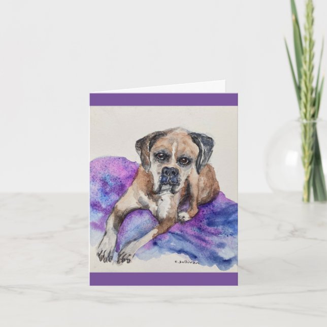 Cartão De Agradecimento aquarela em homenagem a Butch, nosso Boxer (Frente)