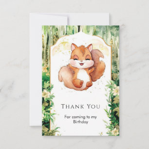 Cartão De Agradecimento Aquarela Esquilo Fofo Aniversário
