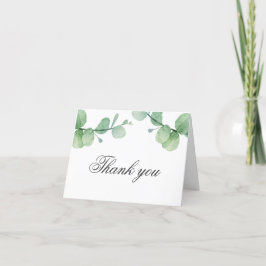 Cartão De Agradecimento Aquarela eucalipto. Aniversário de folhagem verde