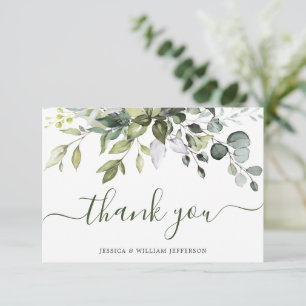Cartão De Agradecimento Aquarela Eucalipto Verde Aquarela