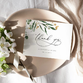 Cartão De Agradecimento Aquarela eucalipto verde obrigado de casamento c c