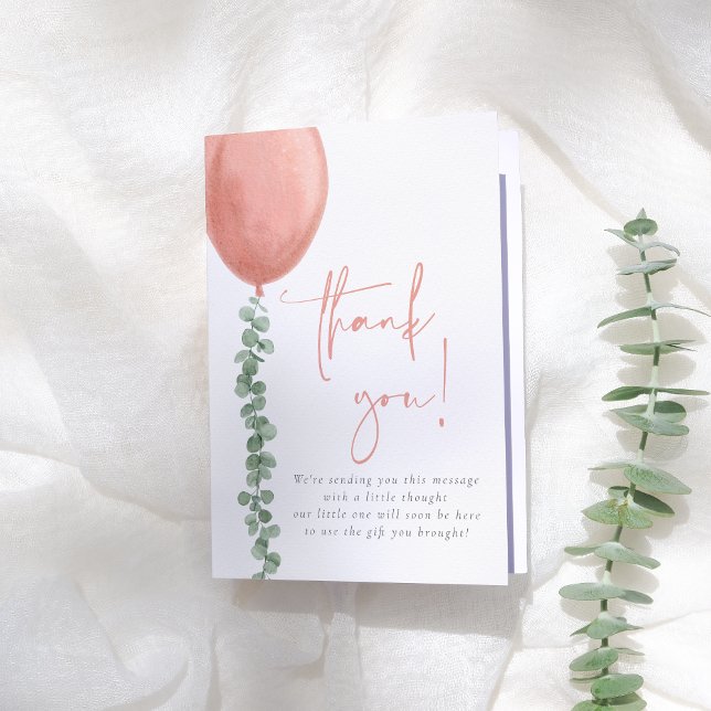 Cartão De Agradecimento Aquarela Eucalyptus e Chá de fraldas de Garota Bal (Criador carregado)