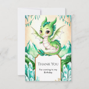 Cartão De Agradecimento Aquarela Fantasia Dragão Aniversário