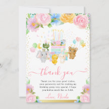 Aquarela Floral Amigos Animais Fofos Aniversário