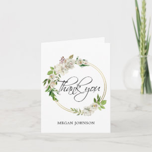 Cartão De Agradecimento Aquarela Floral Antigo Branco CASAMENTO Nupcial
