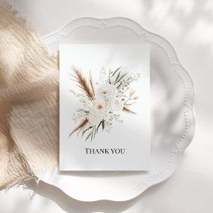 Cartão De Agradecimento Aquarela Floral Boêmio Branco Casamento Boho