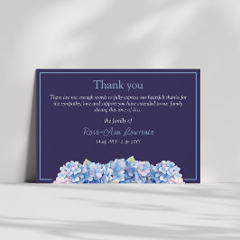 Cartão De Agradecimento Aquarela floral de hortênsia azul funeral
