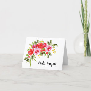 Cartão De Agradecimento Aquarela Floral Dobrada