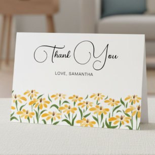 Cartão De Agradecimento Aquarela Floral Elegante Susana de Olhos Negros Do