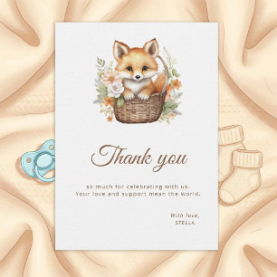 Cartão De Agradecimento Aquarela Floral Floral Fox Floral Plano