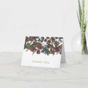 Cartão De Agradecimento Aquarela Floral Vinho Rosa Dourado Genérico Obriga