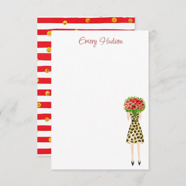 Cartão De Agradecimento Aquarela Flores de Moda (Frente/Verso)