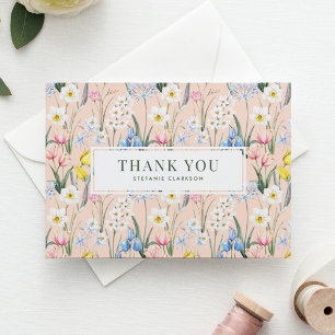 Cartão De Agradecimento Aquarela Flores de Primavera Botânica Graduação