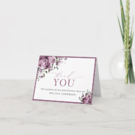 Cartão De Agradecimento Aquarela Flores Roxas 80 Aniversário Obrigado