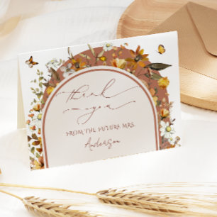 Cartão De Agradecimento Aquarela Flores Selvagens Boho Chá de panela