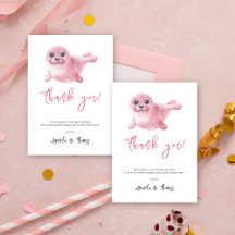 Aquarela foca rosa - obrigado