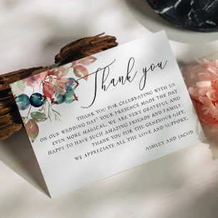 Cartão De Agradecimento Aquarela Folhas de Outono Folhas de Casamento Bo