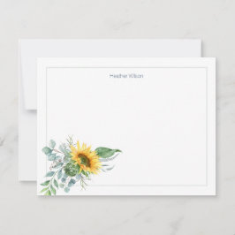 Cartão De Agradecimento Aquarela Girassol Personalizado